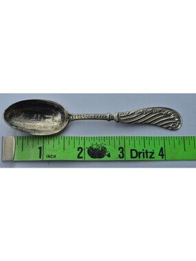 VTG US Battleship Maine Collectible Spoon Sterling Silver Plate Decorative Bowl